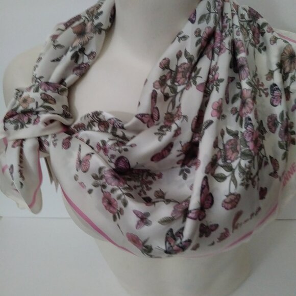 Anne Klein Floral Pink and White Scarf - Picture 3 of 11